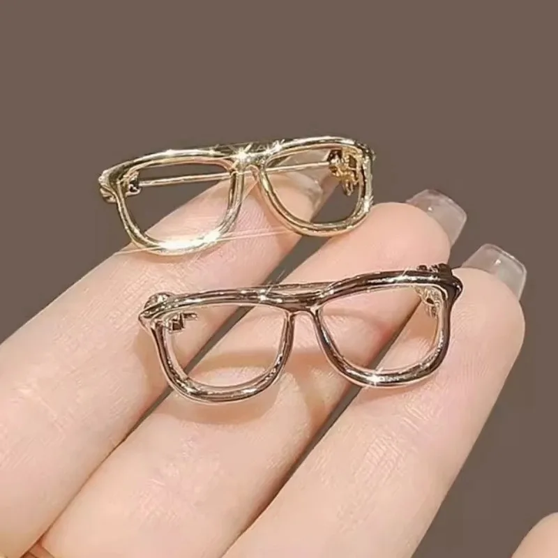Simple Glossy Glasses Brooch Mini Glasses Shaped Metal Brooches Backpack Pins Unisex Stylish Lapel Pins Jewelry Accessories Gift
