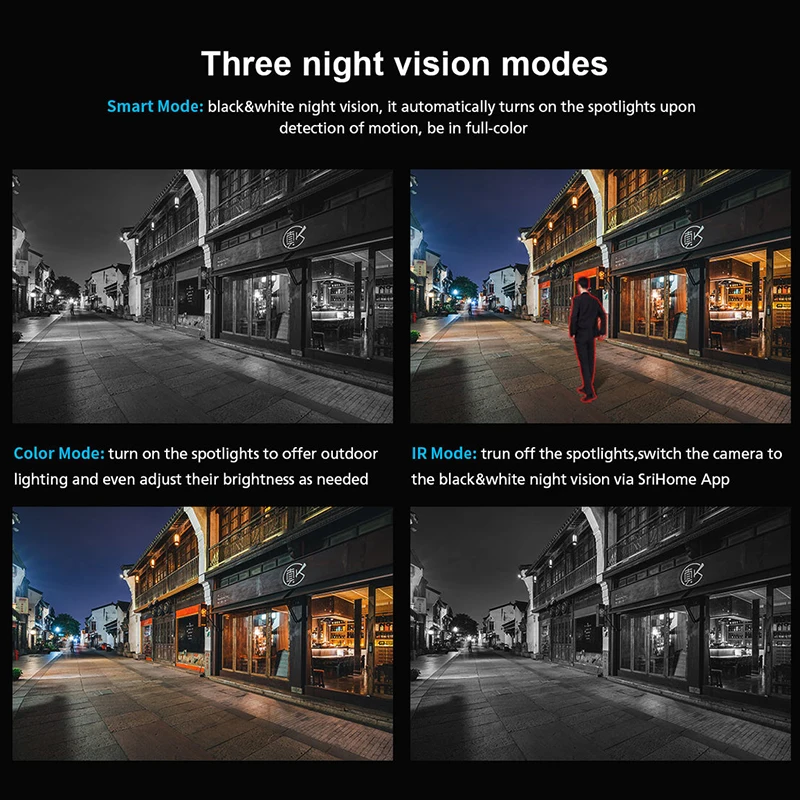 SriHome SP028 2MP  PTZ WiFi Camera Ai Auto Tracking Outdoor IP Camera 2-Way Audio Color Night Vision CCTV Surveillance