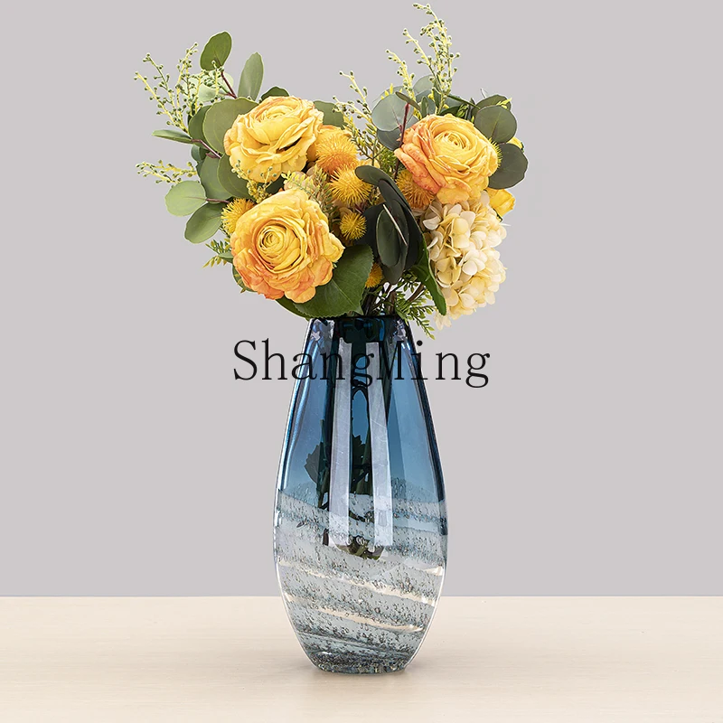 LXY glass transparent simulated flower arrangement modern coffee table decoration ornament