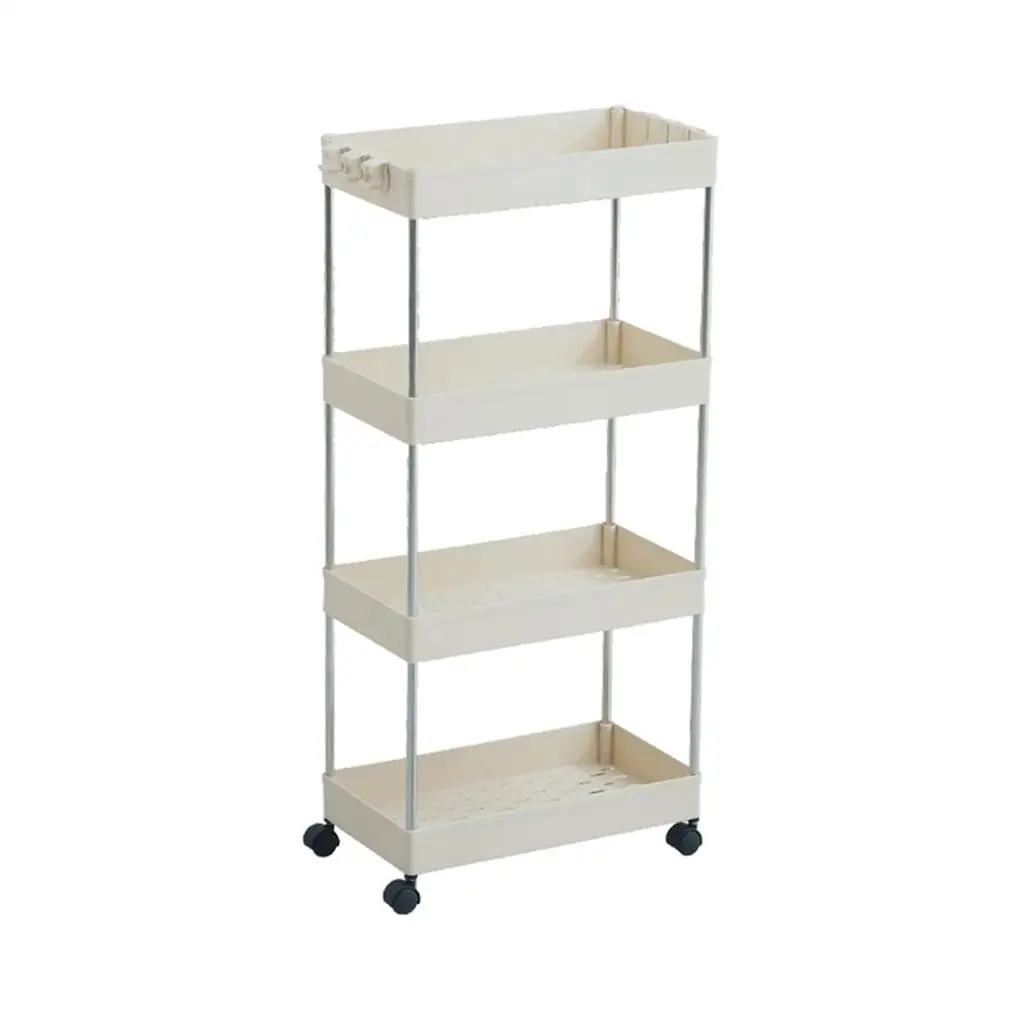 2/3/4 Layer Gap Storage Rack Kitchen Slim Slide Tower Movable Assemble Plastic Bathroom Shelf Wheels Space Saving Organizer