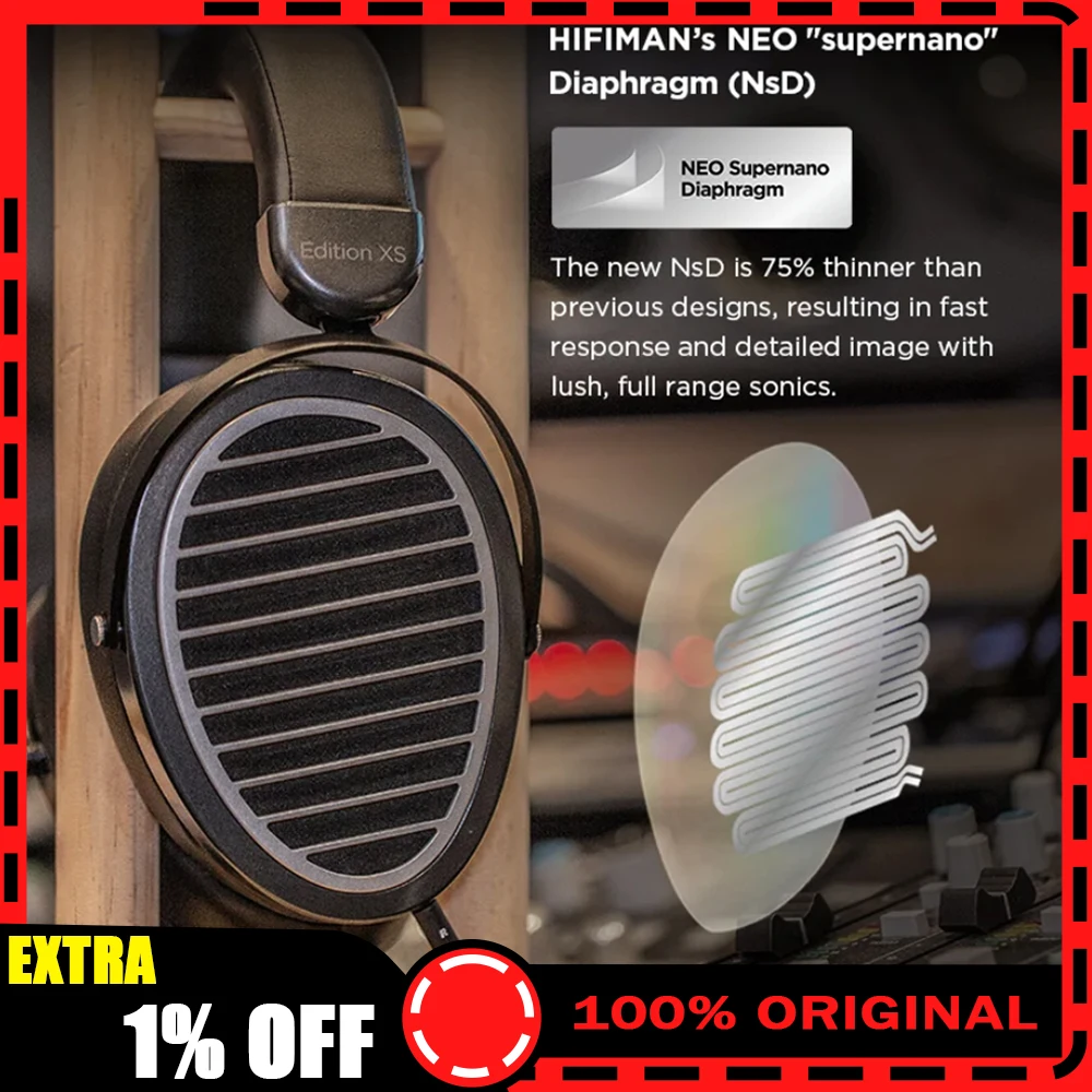 

HIFIMAN Edition XS Full-Size Over-Ear Open-Back Planar Magnetic Hi-Fi Headphones with Stealth Magnets Design Adjustable Headband