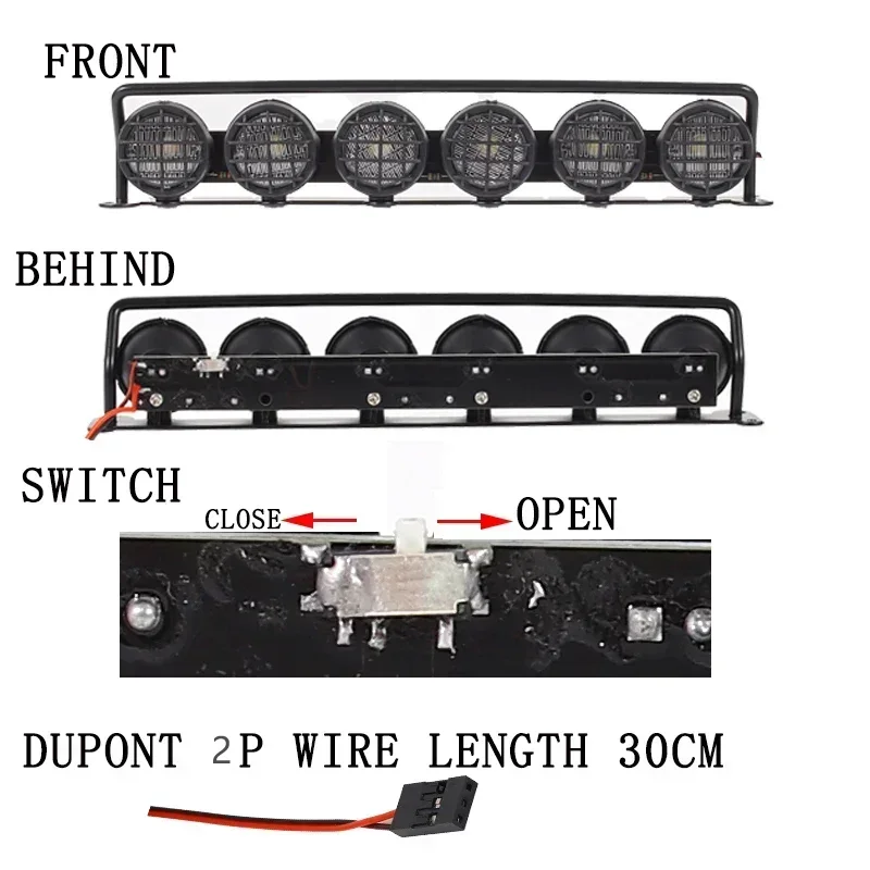 1 pçs rc carro 158mm brilhante led telhado lâmpada barra de luz para 1/10 rc rastreador carro atualização peças TRX-4 scx10 d90 90046