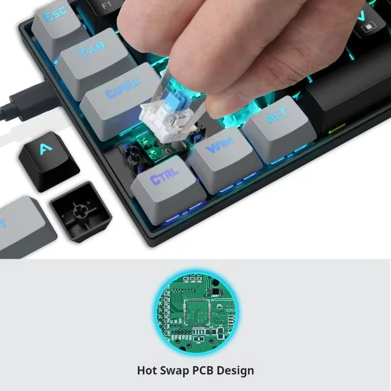 E-YOOSO Z686 لوحة المفاتيح الميكانيكية سماعة لاسلكية تعمل بالبلوتوث ثلاثي الوضع مبادلة ساخنة 68 مفاتيح مبادلة ساخنة بيئة العمل لوحة مفاتيح الألعاب الإلكترونية هدية #4