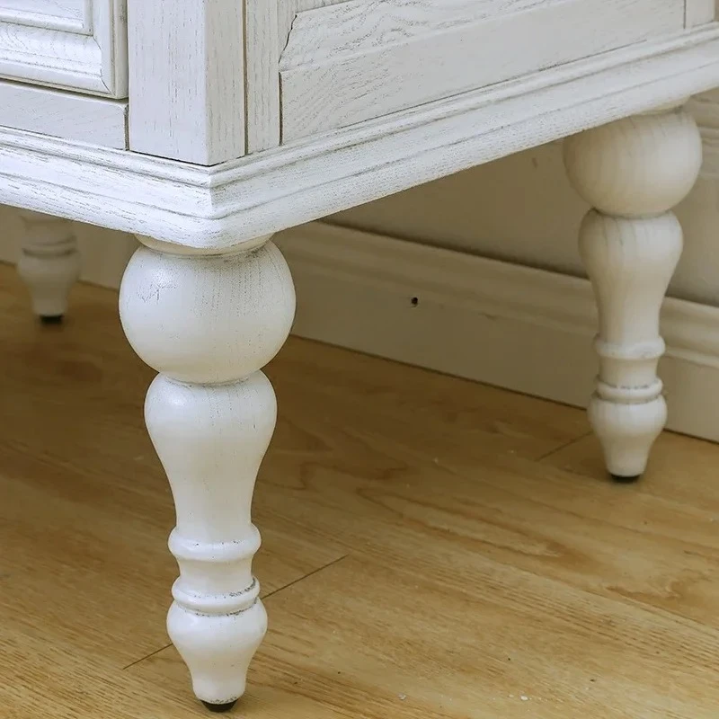 Американская римская колонна цвета слоновой кости с двойным ящиком, прикроватная тумбочка из массива дерева, мебель для спальни, прикроватная тумбочка из ясеня