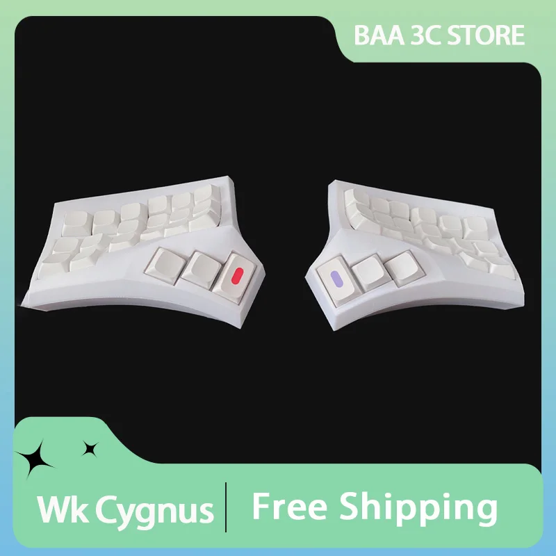 Wk Cygnus Curved Split Keyboard Kit 3x6/3x5 Configuration 2.4g Wireless Single-Mode Hot Swap Custom Vial Change Key for Design