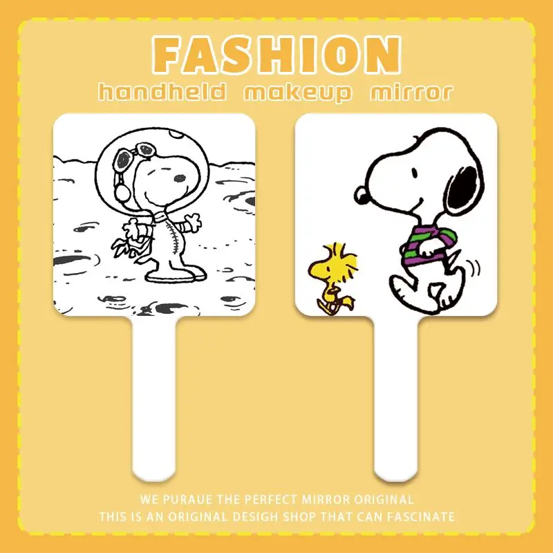 

Cute Snoopy Charlie Brown Handle Mirror Cartoon Girl Portable Mini Makeup Mirror Handheld Mirror Gifts