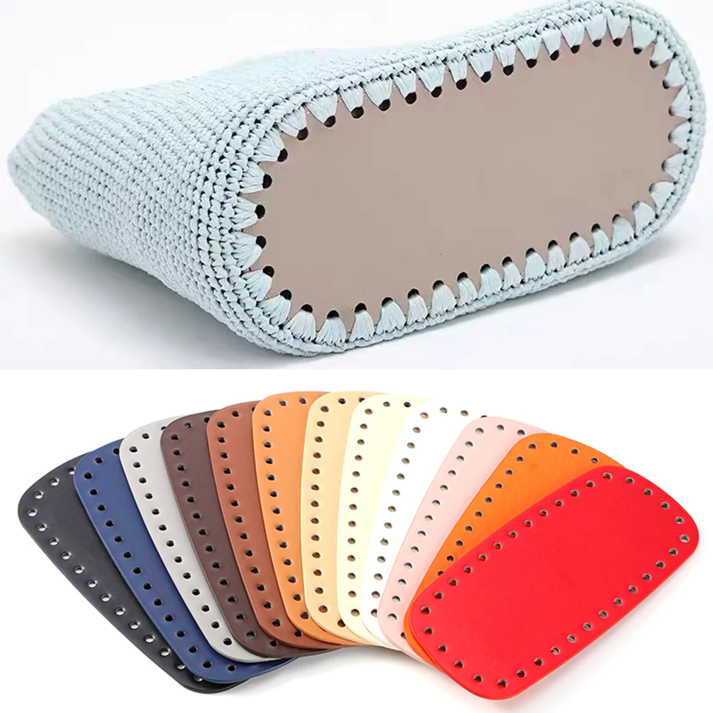 

1Pc 9*20cm Bottom For Knitted Bag PU Leather Shoulder Bag Bottom With Holes Rivet Solid Color Crossbody Bags Accessories Durable