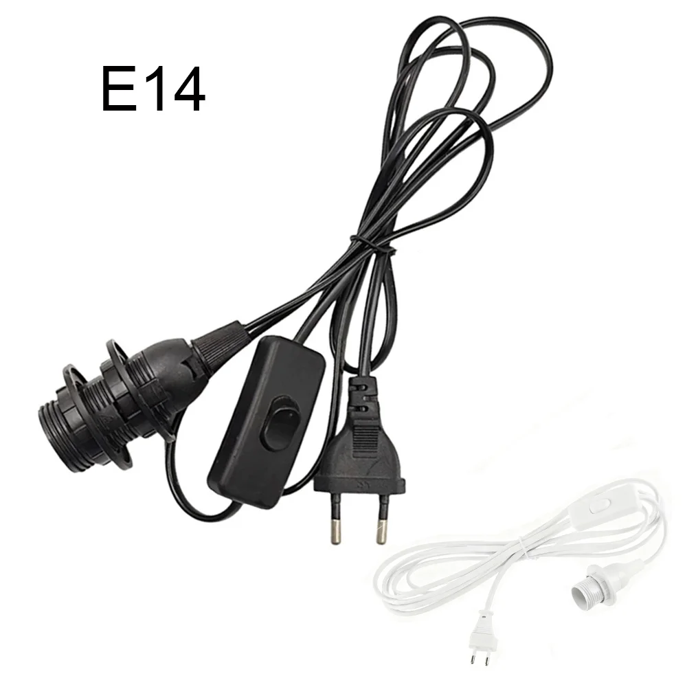 Portalámparas E14 con enchufe de interruptor, Cable de alimentación DIY con enchufe europeo con Cable de 1,8 m, interruptor de encendido/apagado, anillo de montaje de suspensión para pantalla