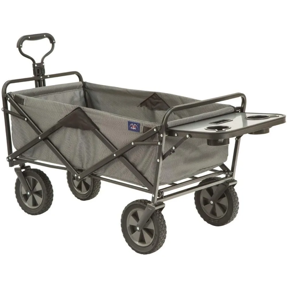 Collapsible Outdoor Utility Wagon with Folding Table and Drink Holders