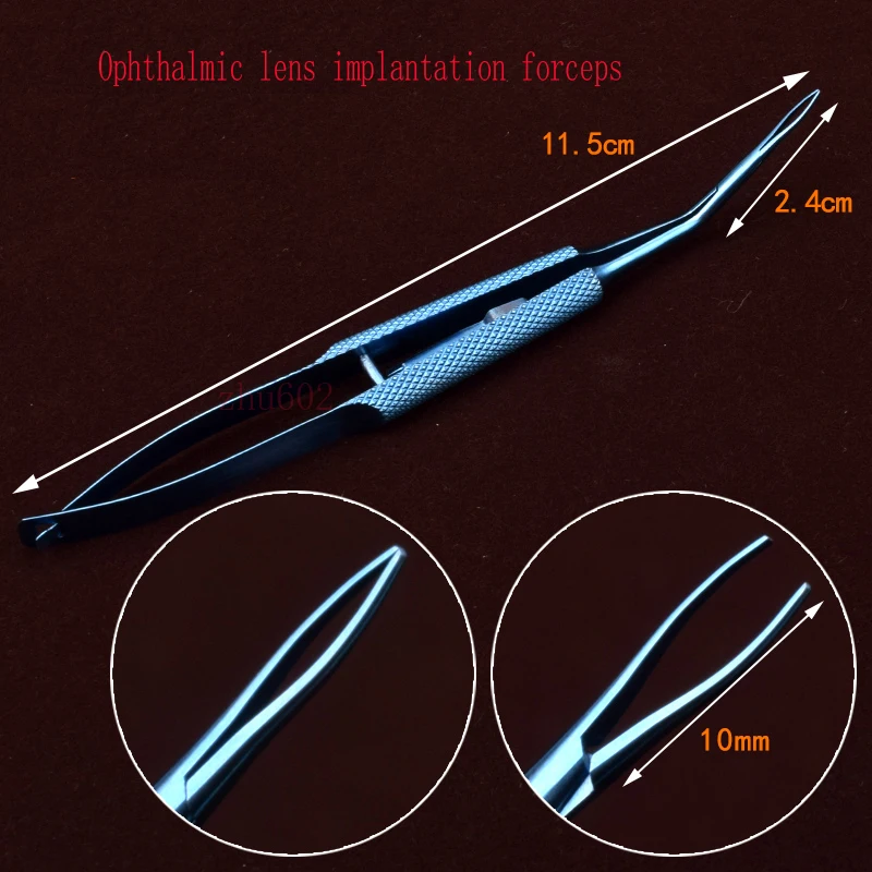 Ophthalmic microsurgical instruments - Crystal implantation forceps for cosmetic plastic surgery - Flat handle, round head, duck