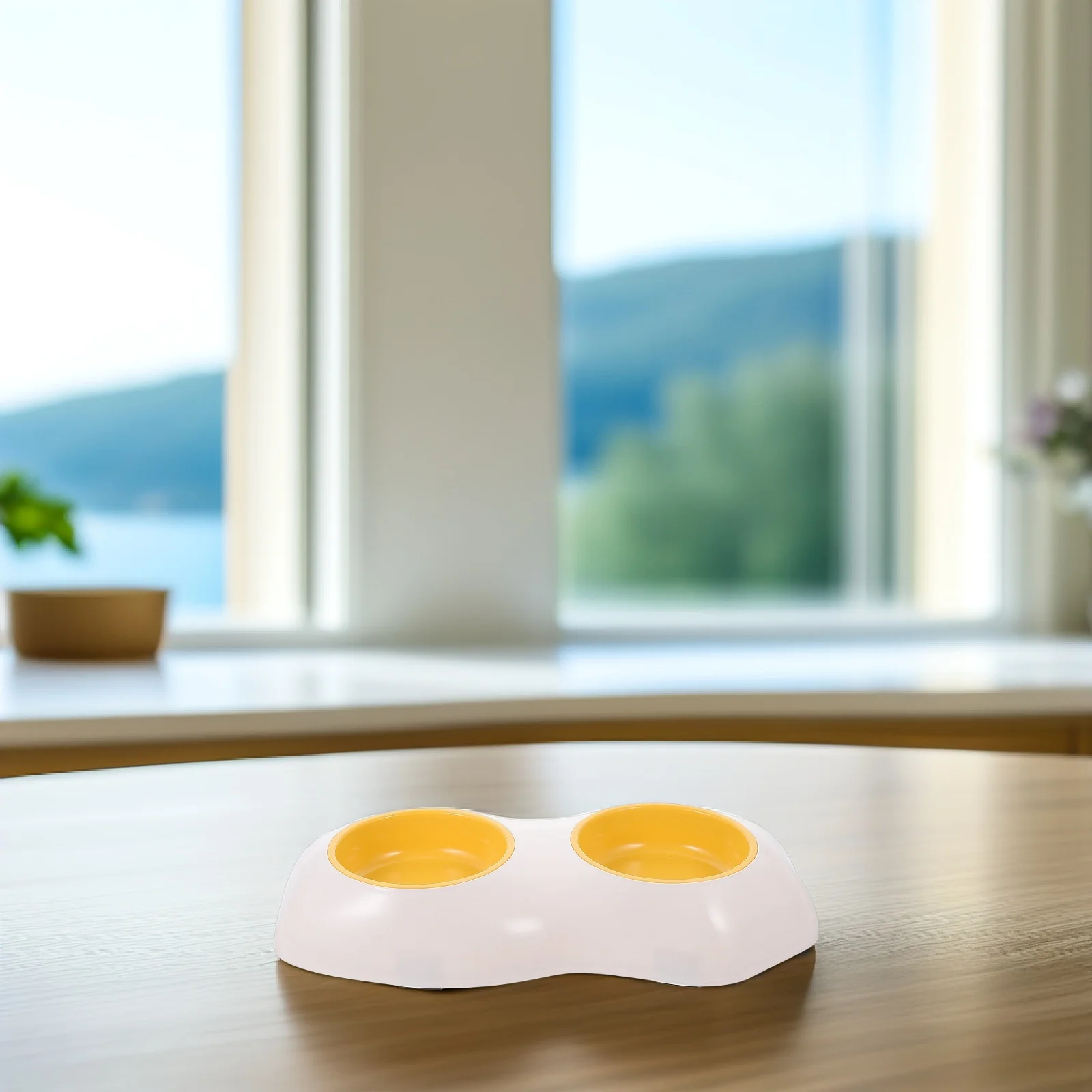 

Pet Double Feeder Egg Yolk Shaped Dog Food Bowl Cat Feeding Bowl Bite Resistant Detachable Design For Cats Dogs Rabbits