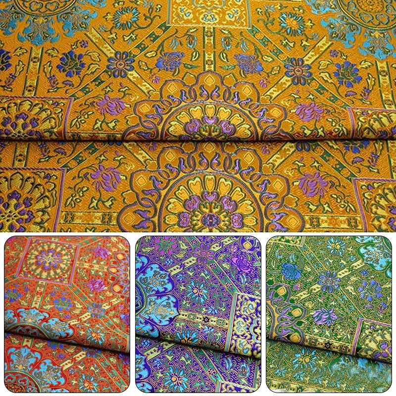 1/2/3M Jacquard Silk Brocade Fabric Damask Chinese Style Cheongsam Mongolian Robe Tibetan Robe Buddhist Decor Handmade Cushion