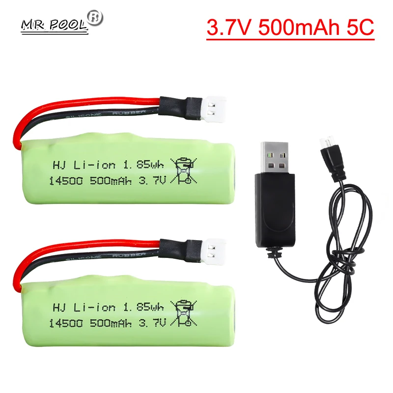 3.7V 500mAh 14500 bateria Lipo XH2.54 wtyczka z USB do Voor DE35 DE38 zdalnie sterowany pojazd wspinaczkowy z płyta ochronna