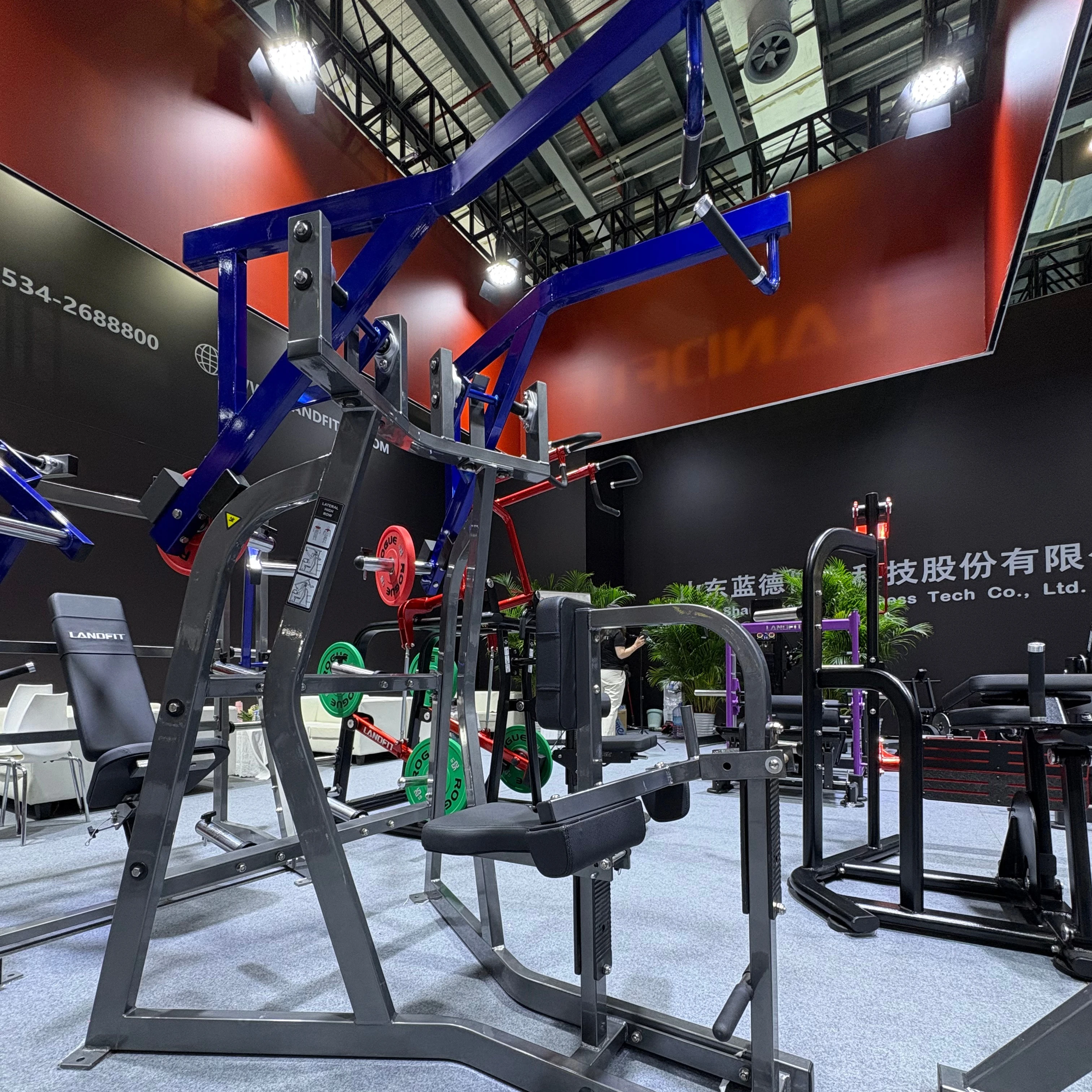 Equipo de gimnasio comercial, máquina de tracción Lat cargada con placa, máquina de fila alta, Lat lateral, remo desplegable, LAND FITNESS LD-3109C