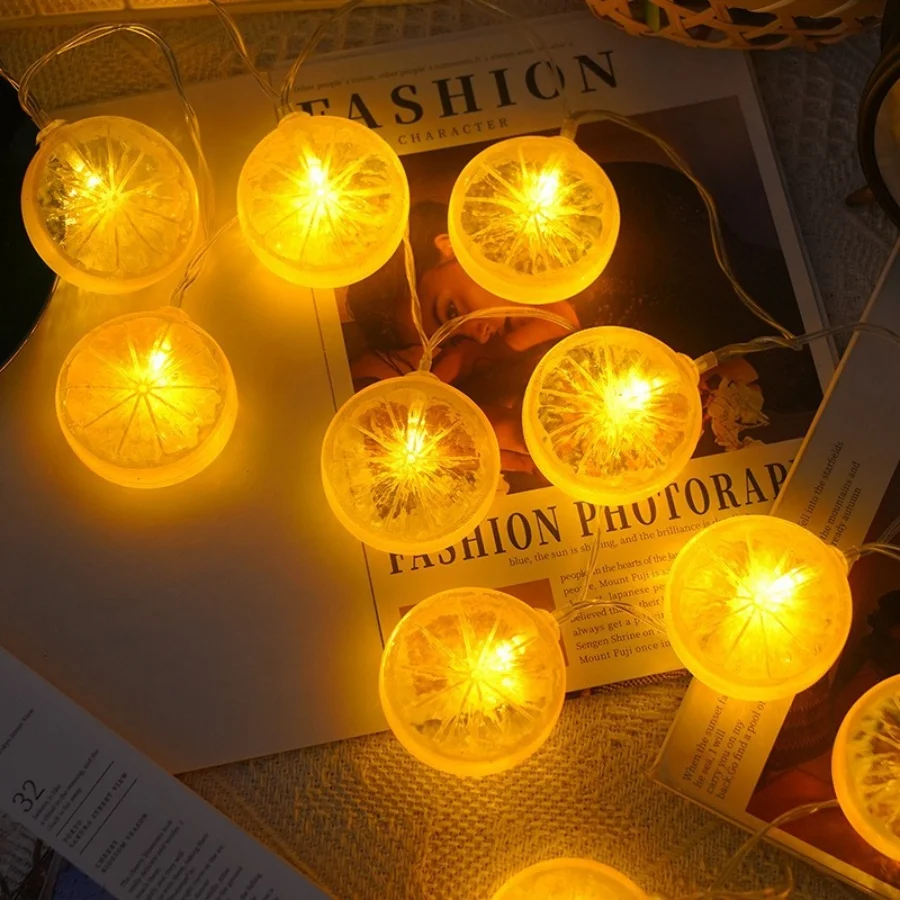 

1PC Lemon Slice String Lights 20LED, Battery Powered Warm White Fairy Lights for Bedroom Wedding Christmas Party Decor
