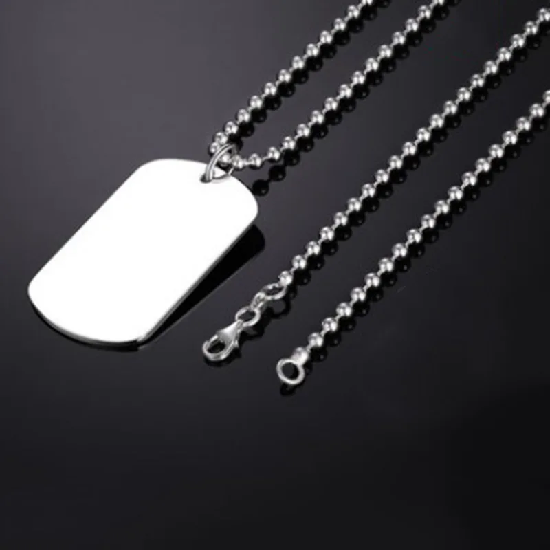 Military Army ID Tag Pendant  Pet Cat Dog Tag  Badge Man Metal Color Stainless Steel Necklace Charm Women Jewelry Gifts