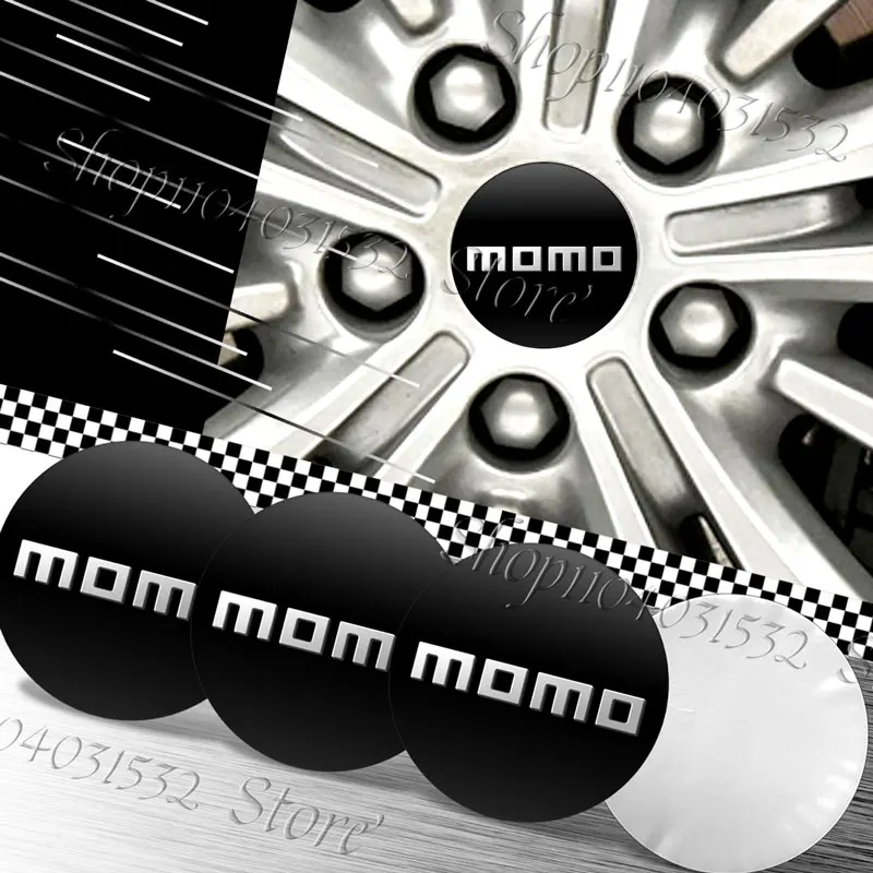 4pcs 56mm Aluminium MOMO Logo Emblem Car Wheel Center Hub Cap Sticker For Universal Auto Accessories