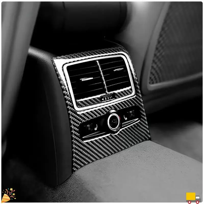 For A6 4F C6 2005-2011 Carbon Fiber Rear Air Conditioning Outlet Valve Sticker AC Cover Frame Trim Car Accessories