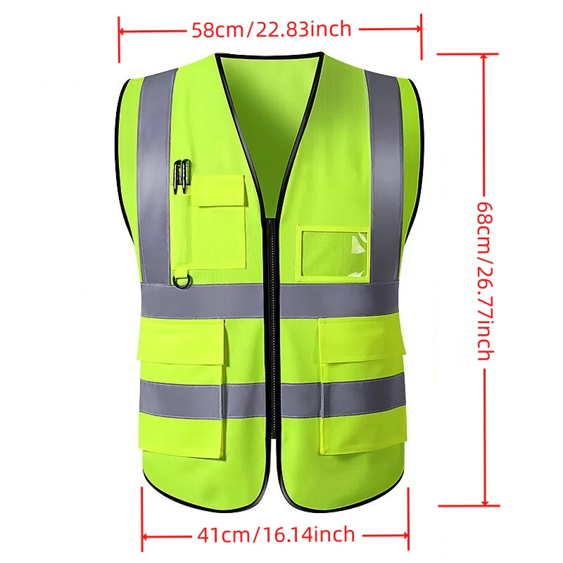 New Nighttime Traffic Environment Hygiene Garden Architecture Multi Pocket Anti static Grid Reflective Vest