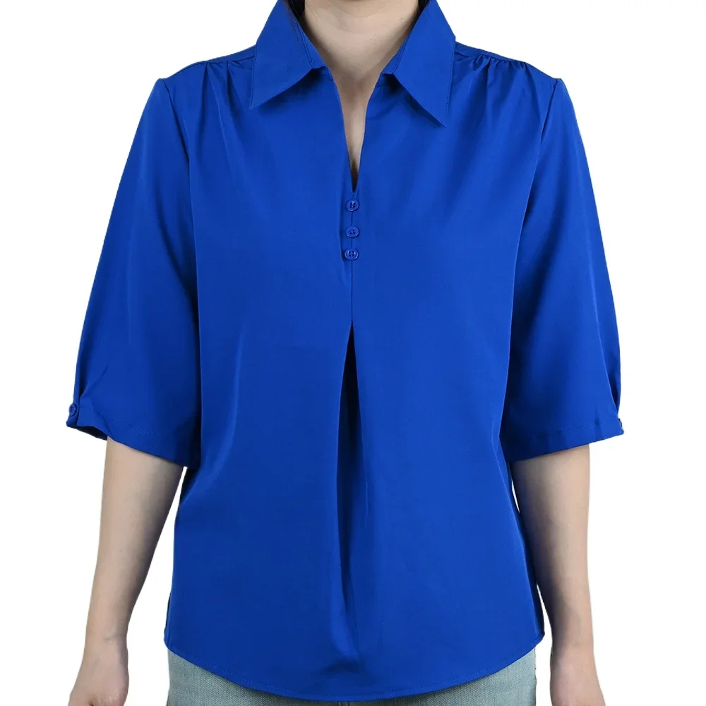 

Women's Half Sleeve Chiffon Blouse Summer Loose Fit Breathable Turn Down Neck Pull Over Mom's Shirts Tops Casual Shirt Plus Size