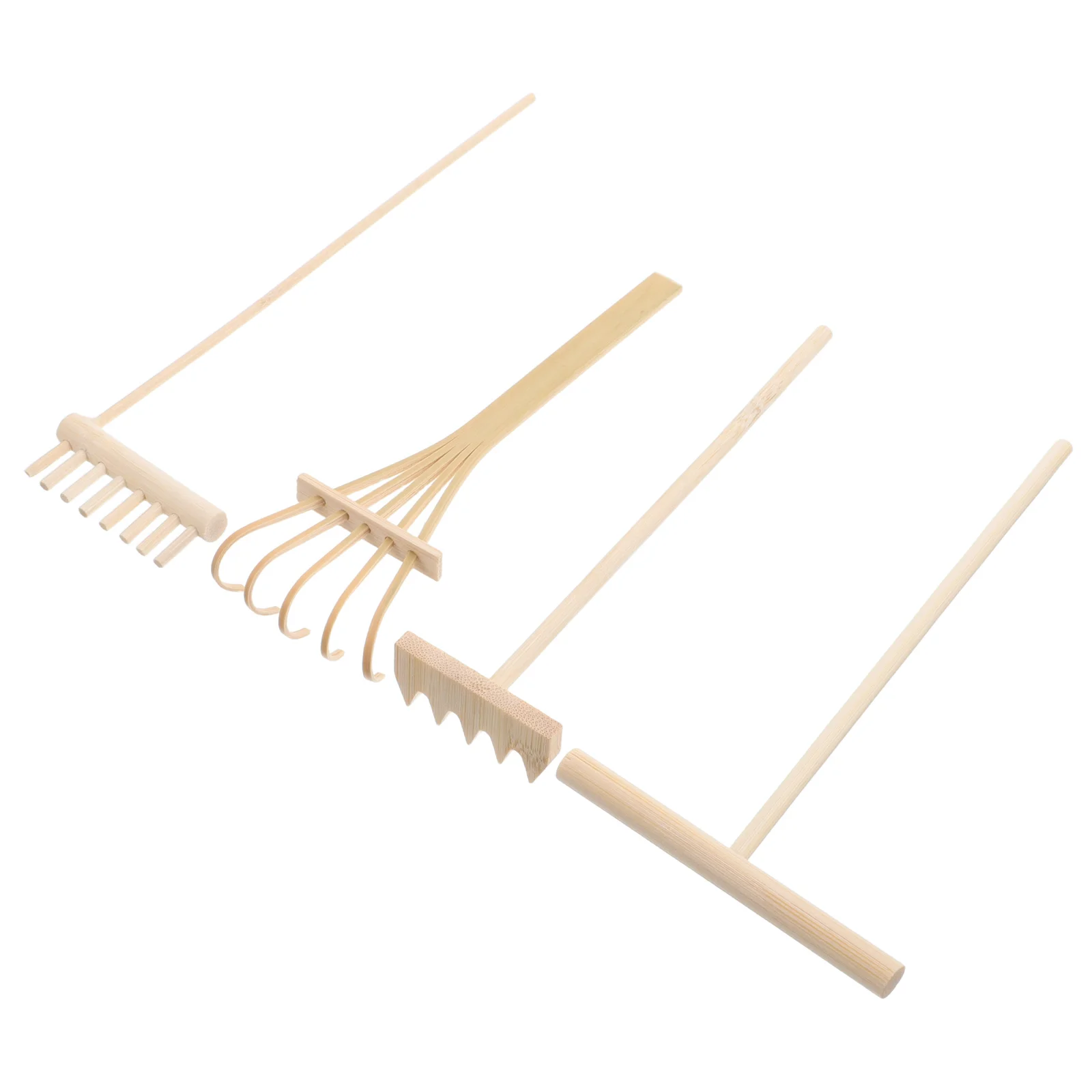 Ensemble de râteaux de jardin Zen de table, outils en bambou pour l'art du sable, exercice de pleine conscience, décoration de la maison, rehausseur d'espace spirituel, 4 pièces