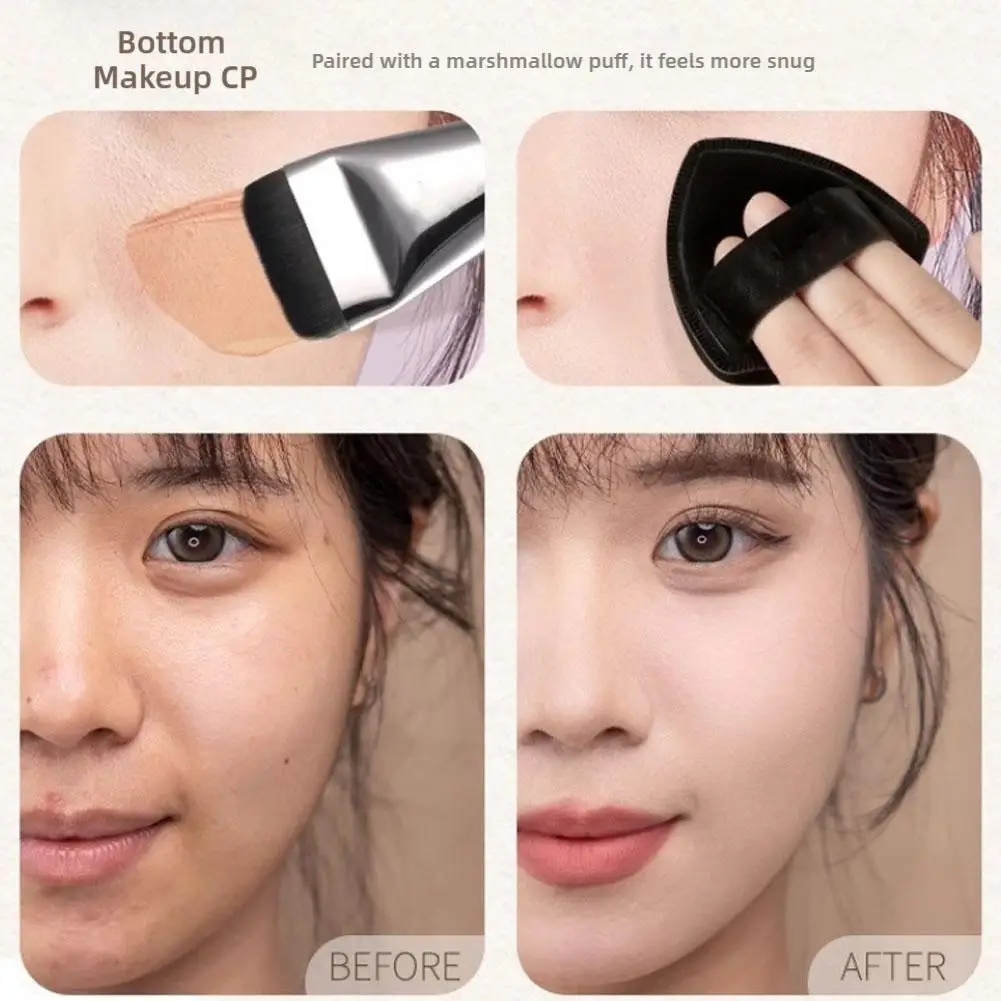 ใหม่ Flat-head Foundation แปรงและพัฟแต่งหน้าสีดําเครื่องปั่นฟองน้ํา Ultra-thin HEAD Traceless คอนซีลเลอร์ Applicator เครื่องมือ