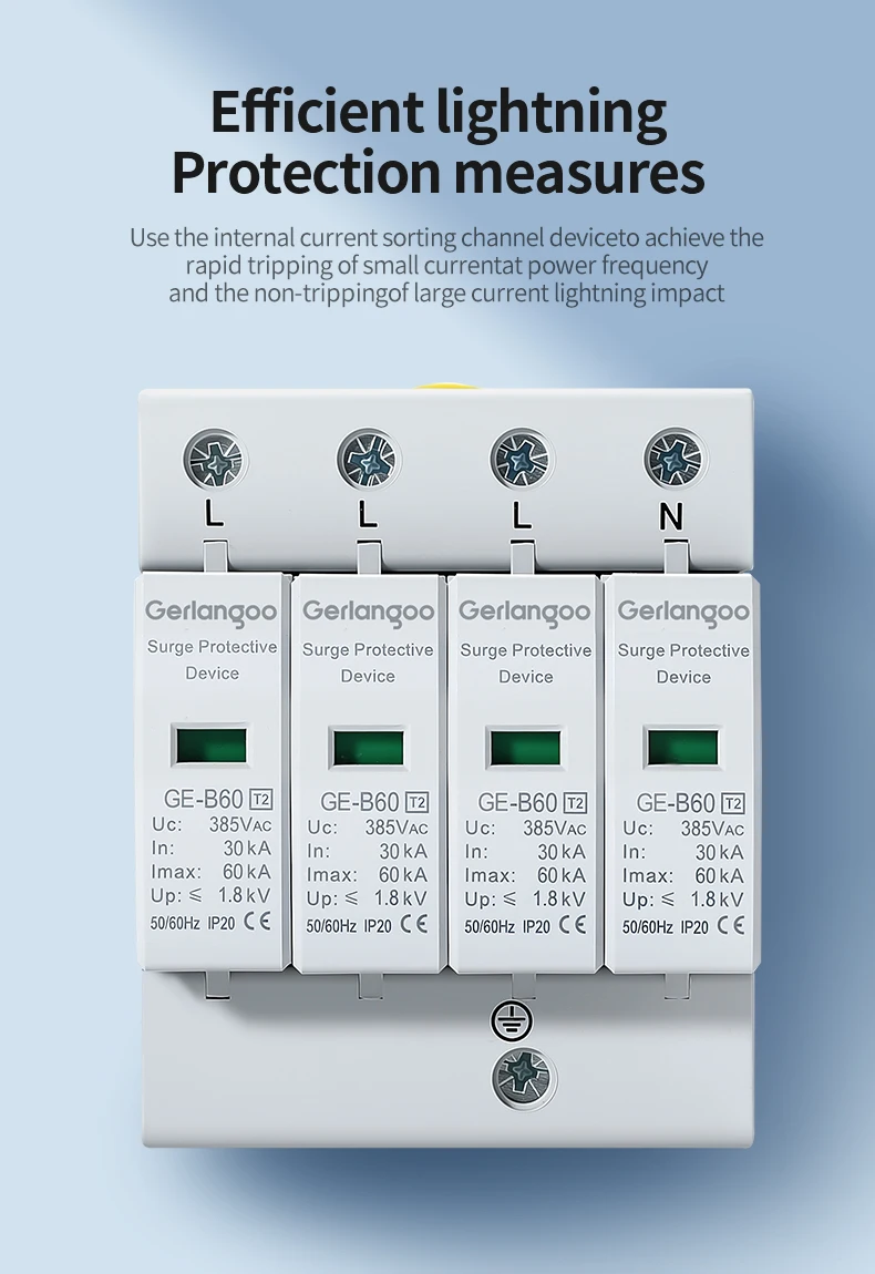 2P 4P AC SPD 20KA 30KA 80KA 100KA ﻿ Haus-Blitzschutzgerät Niederspannungs-Ableiter 40KA 60KA 275V 385V – Detail 5