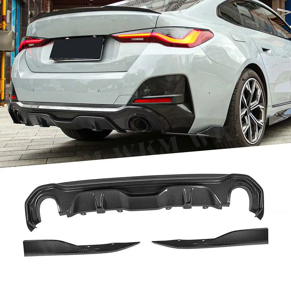 Dry Carbon Fiber Rear Splitters Spoiler Side Aprons for BMW 4 Series G26 M Sport Sedan 2020+ Rear Bumper with Splitters FRP