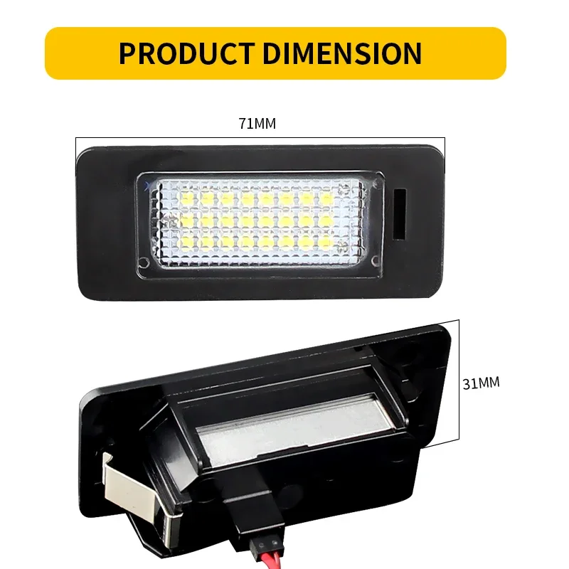 2PCS Auto Kein Fehler Canbus Led Lizenz Nummer Platte Lichter Birne Für Audi A1 A4 B8 A5 S5 a6 S6 A7 Q5 TT TTS 2D Für VW 6000K Weiß – Detail 3