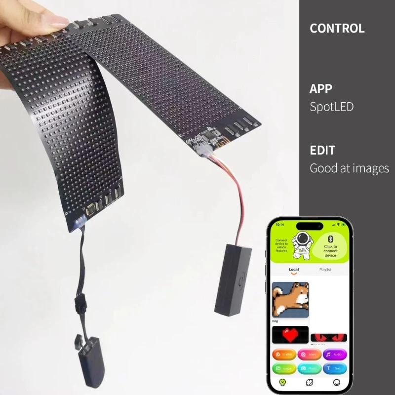 

G5AE LED Display Crossbody Bag Waterproof PU Lightweight Adjustable Strap For Daily Use