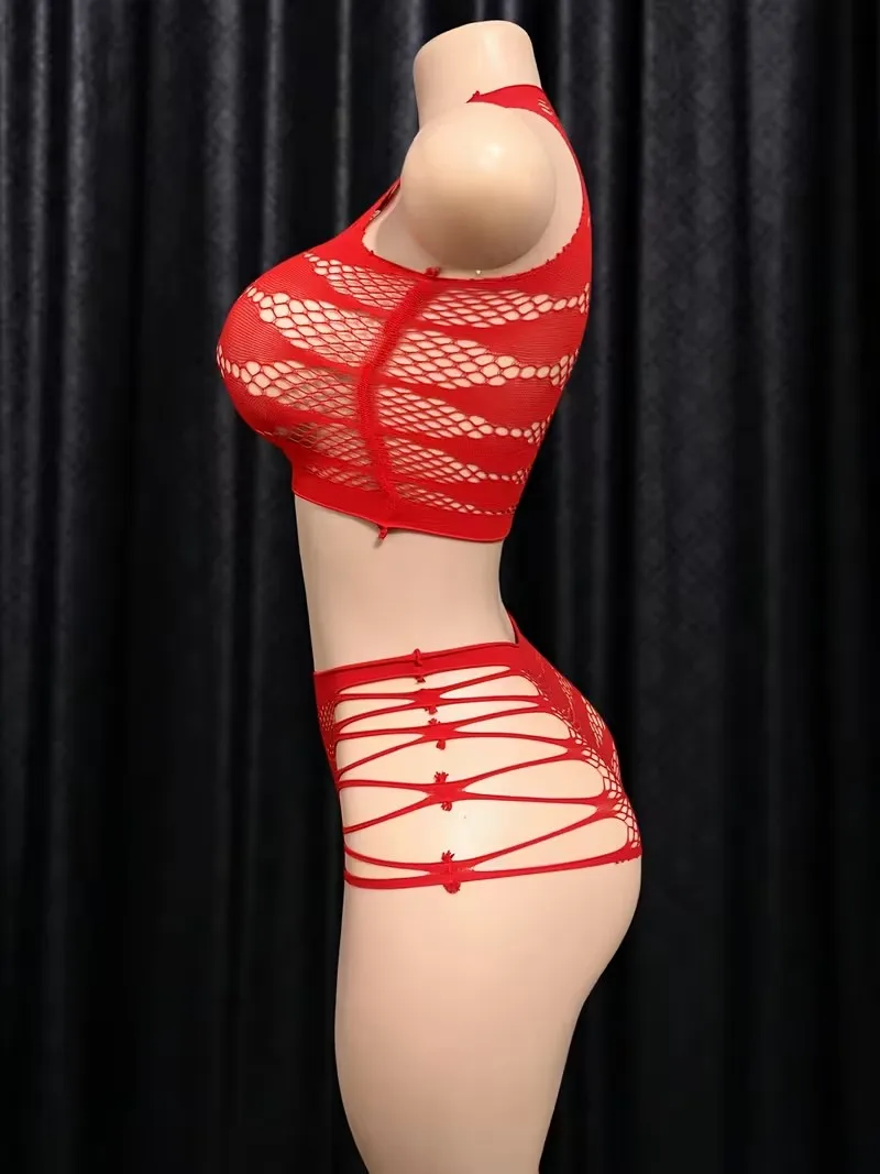 2 Pcs Set Women Fishnet Sexy Lingerie With Panties Underwear Fishnet Bodysuit Mesh Body Suit Costumes Sexiest Tight Lingerie image 4