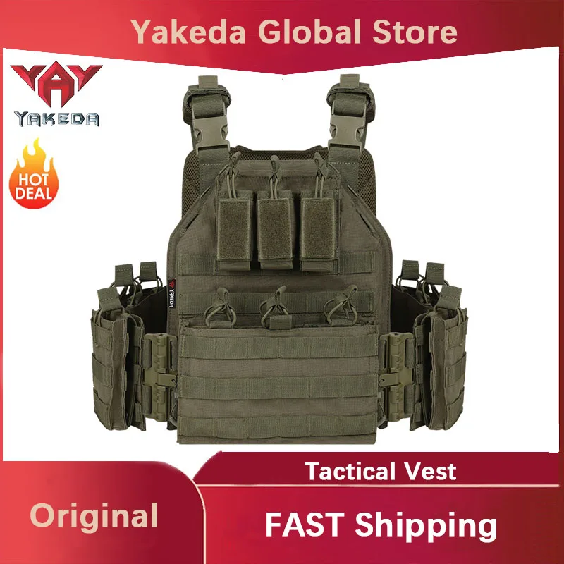 

YAKEDA Tactical Vest 1000D Polyester Quick-release Vest Outdoor Combat Wear-resistant Breathable Camouflage Clothing MOLLE