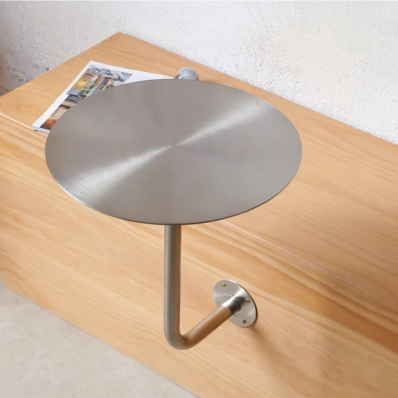 Wall Mounted Floating round Table Stainless Steel Space Saving for Small Living Room Bedroom Coffee