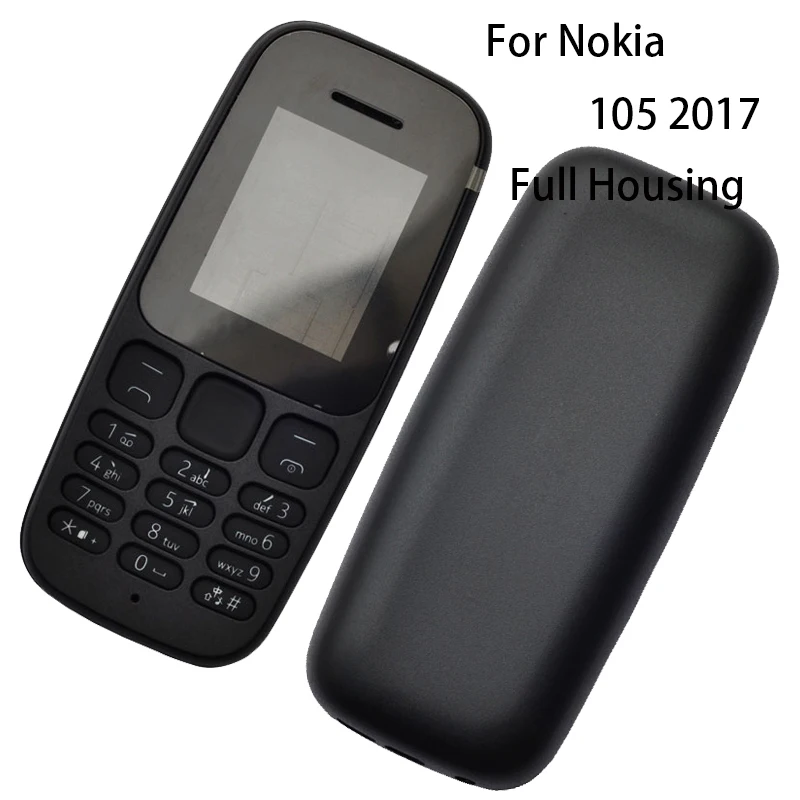 For Nokia 105 2017 TA-1010 Plastic New Full Housing Battery Cover+Front Frame+English Keypad+Logo