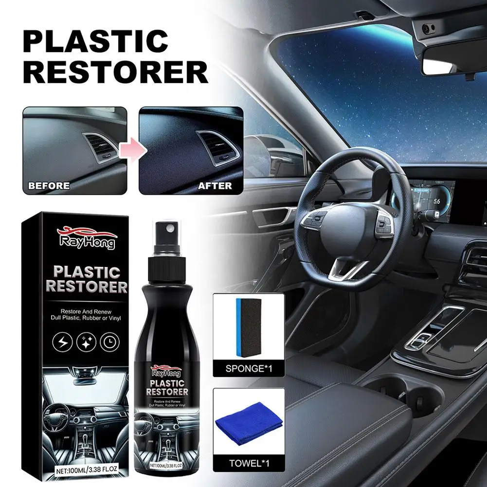 

100ml Car Plastic Restorer Polish Leather Cleaner Spray Plastic Back Car Black To Accessorie Gloss Interior Renovator H3J9