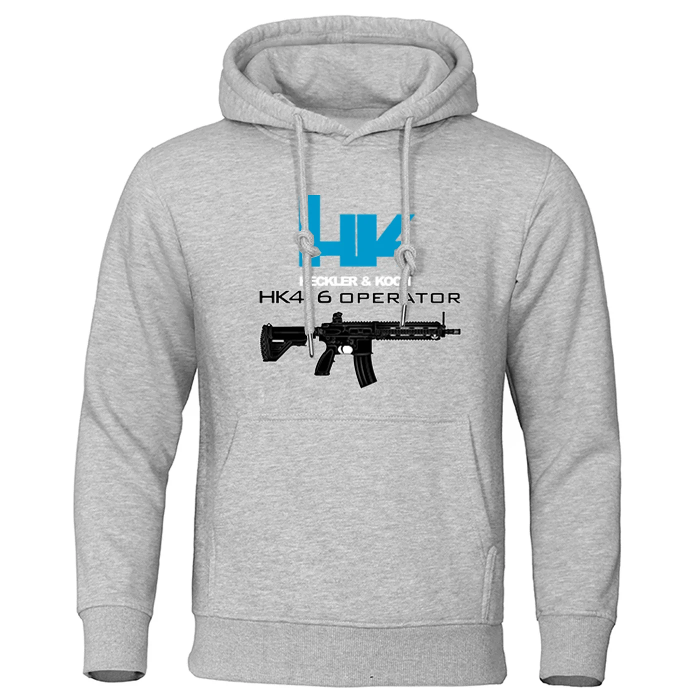 

2025 Spring And Autumn Man's Graphic in Heckler Koch HK416 Logo Print Drawstring Pullover Hoodies Trendy Fashion Hooded Coat