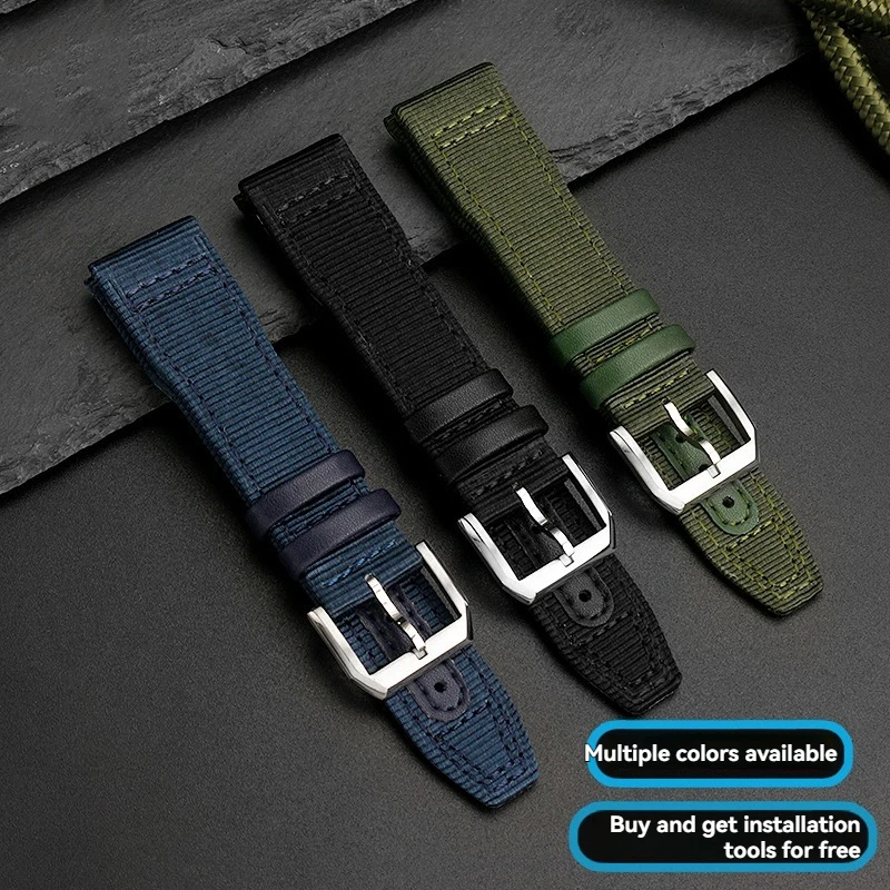 ل IWC الطيار مارك الثامن عشر Spitfire البرتغال سلسلة الرياضة في الهواء الطلق النايلون قماش حزام ساعة اليد للرجال 20 21 22 مللي متر