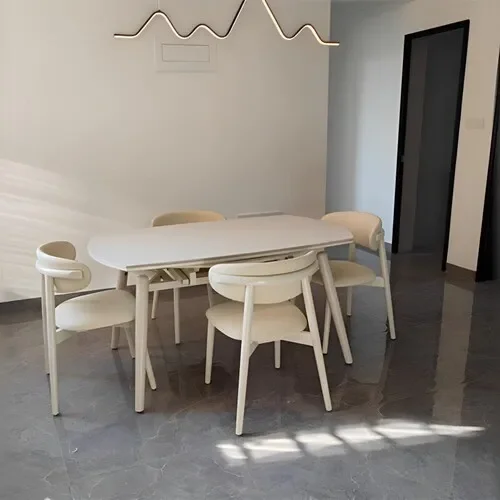 Customized rock board dining table, expandable household small unit, modern and simple dining table, square and circular dual