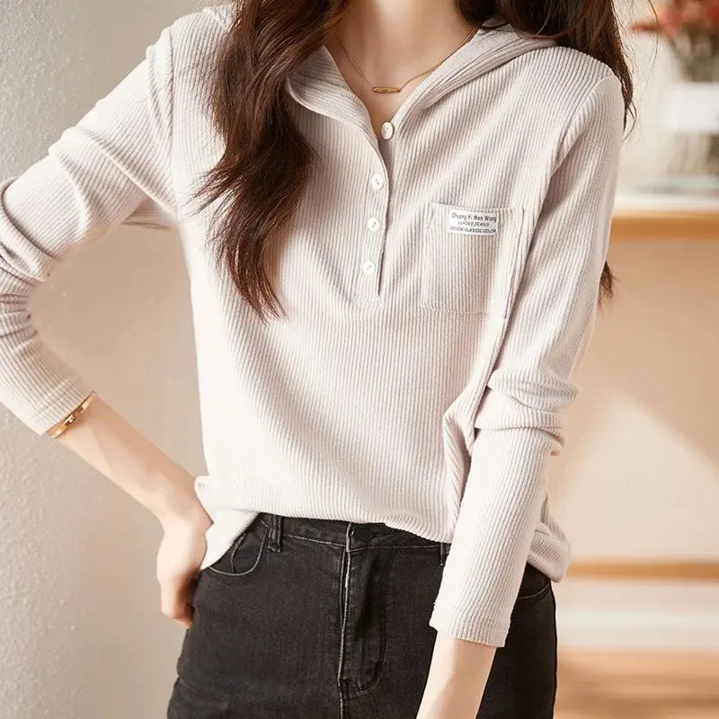 Fashion Woman Hooded Sweatshirts 2022 New Long Sleeve Solid Color Loose Pockets Korean Casual Versatile Office Lady High Street