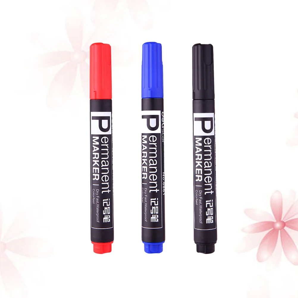 

3pcs Marker Oil-Based Ink Fast Dry Waterproof Colorfast Medium Point Paint Sketch Permanent Markers for Drawing Art Supplies (Re