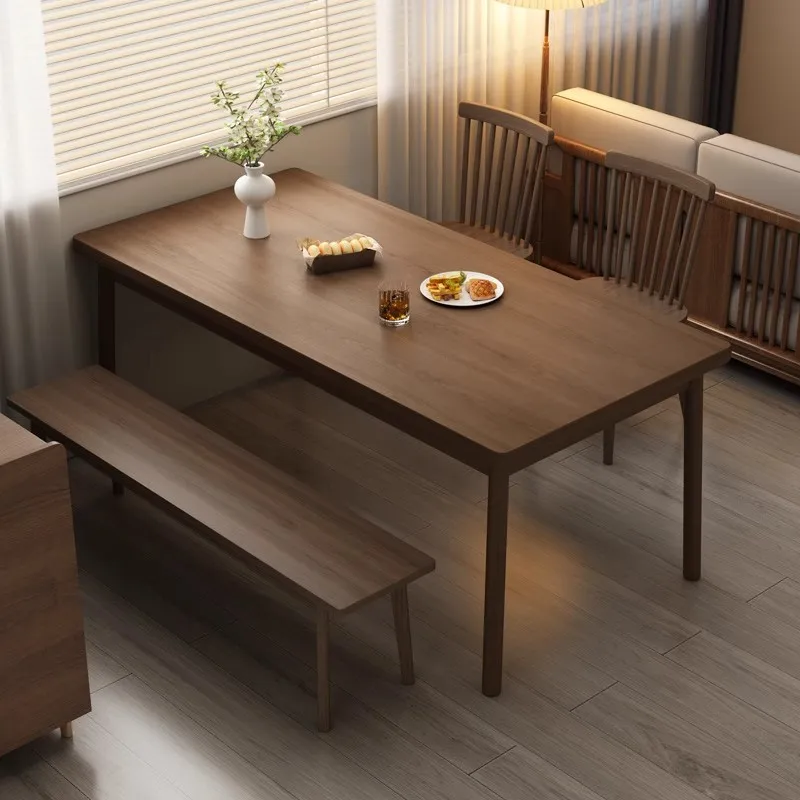 

Solid wood dining table rectangular household small apartment eating table living room long