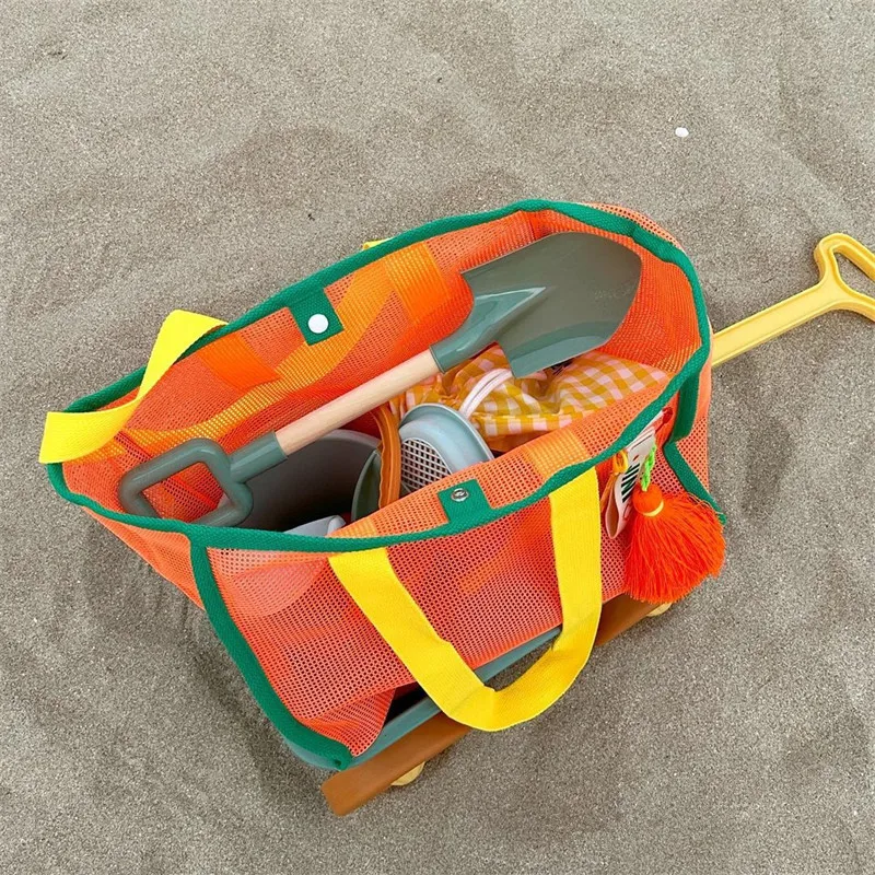 Korean-Style Mesh Contrast Color Single Shoulder Swimming Storage Bag Large Capacity Travel Toys Snacks Toiletries Handbag