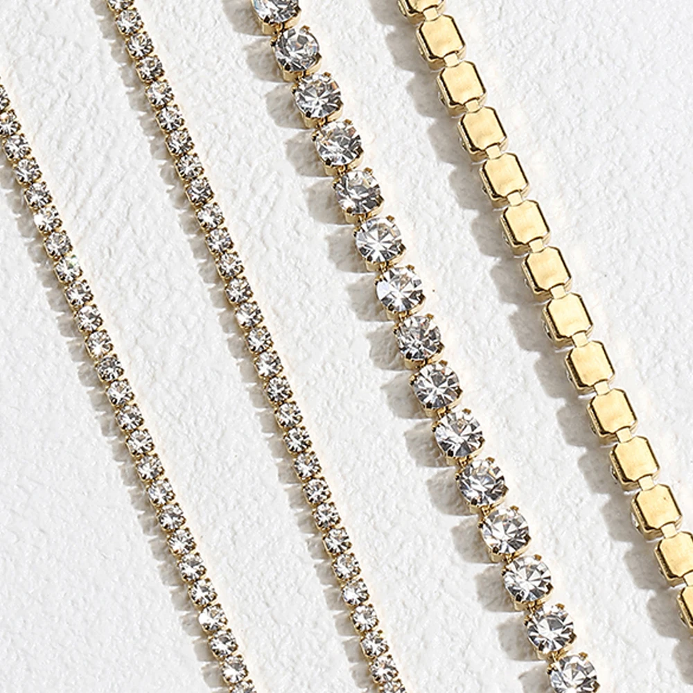 1Meter Stainless Steel Crystal Rhinestone Chain Sew-On Glue-On Trim Cup Chains for DIY Clothing Bag Decorative Chain image 5