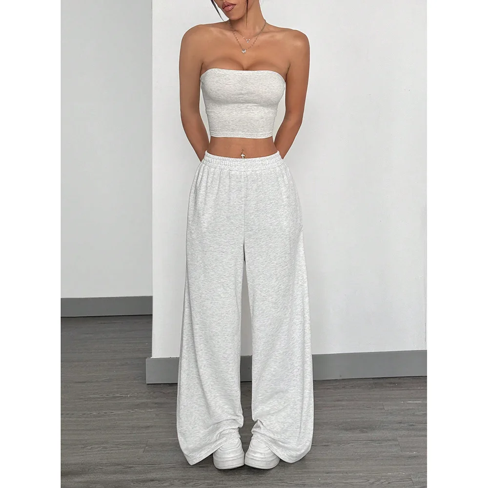 Pantalones de pierna ancha holgados informales para mujer, cómodos, holgados, de corte recto, de fibra de poliéster, cintura l