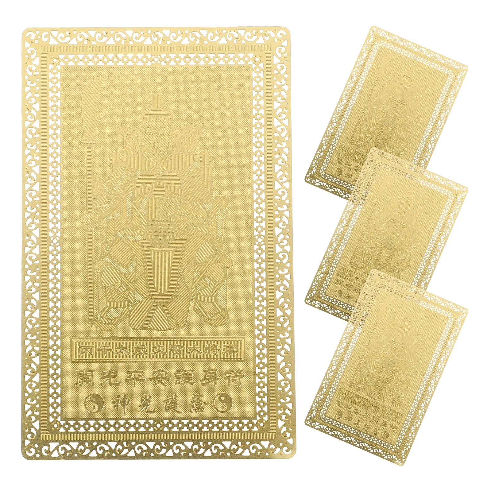 

4 Pcs 2026 Zodiac Protection Card Chinese Cards Copper Amulet Feng Shui Horse Year Charm Tai Sui