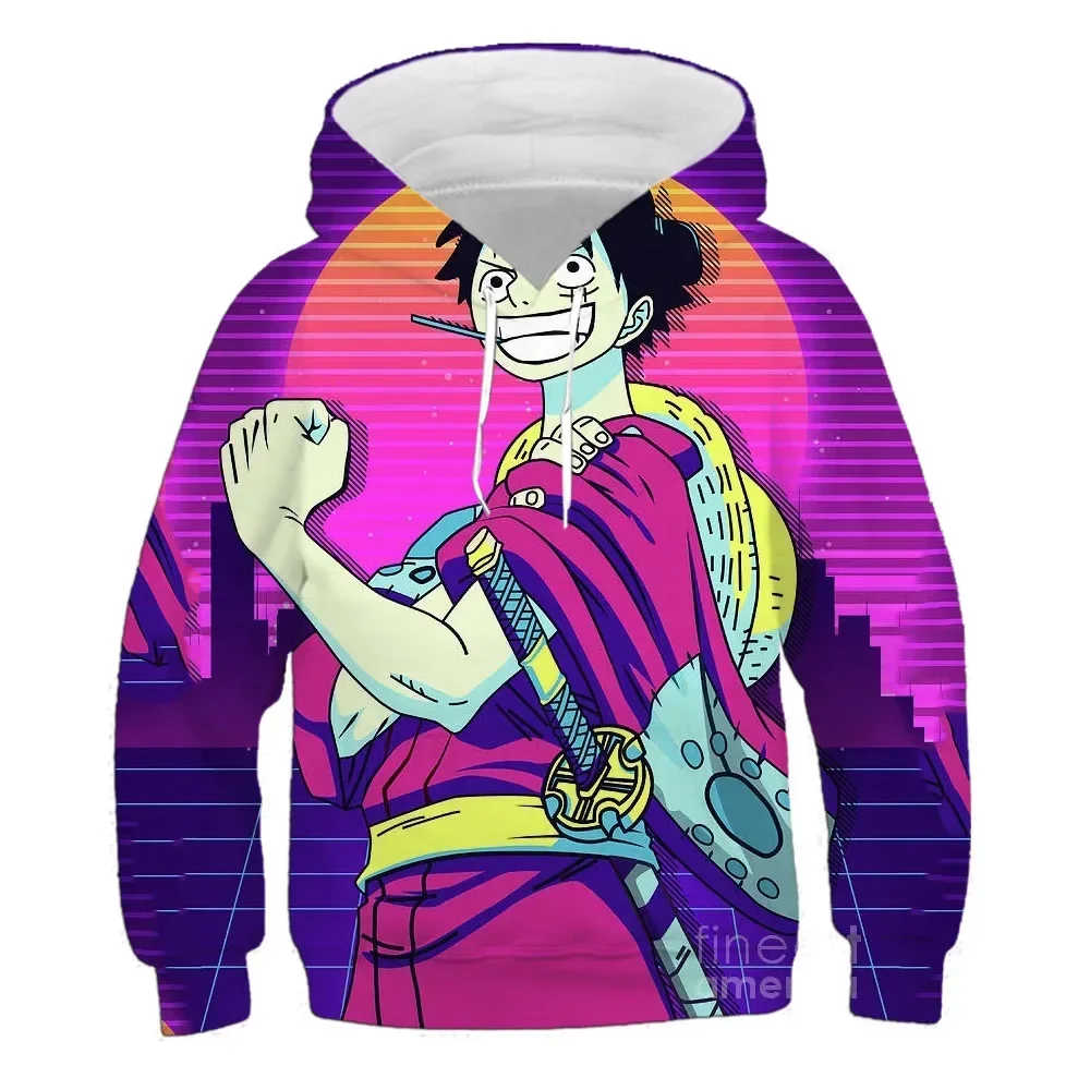 2025 Felpa con stampa 3D estiva Felpa con cappuccio Pirate King Pullover per bambini Manica lunga Top da strada per cartoni animati da ragazzo