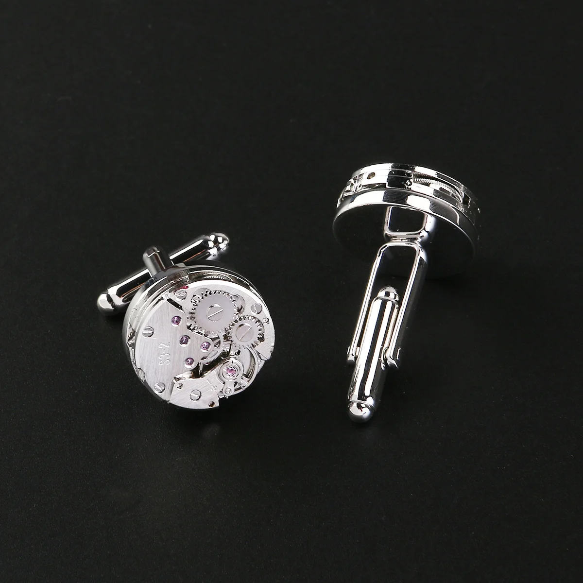 Pair Vintage Men's Copper Silver Golden Steampunk Clockwork Mechanical Movement Cufflinks Birthday Gift Sleeve Buttons