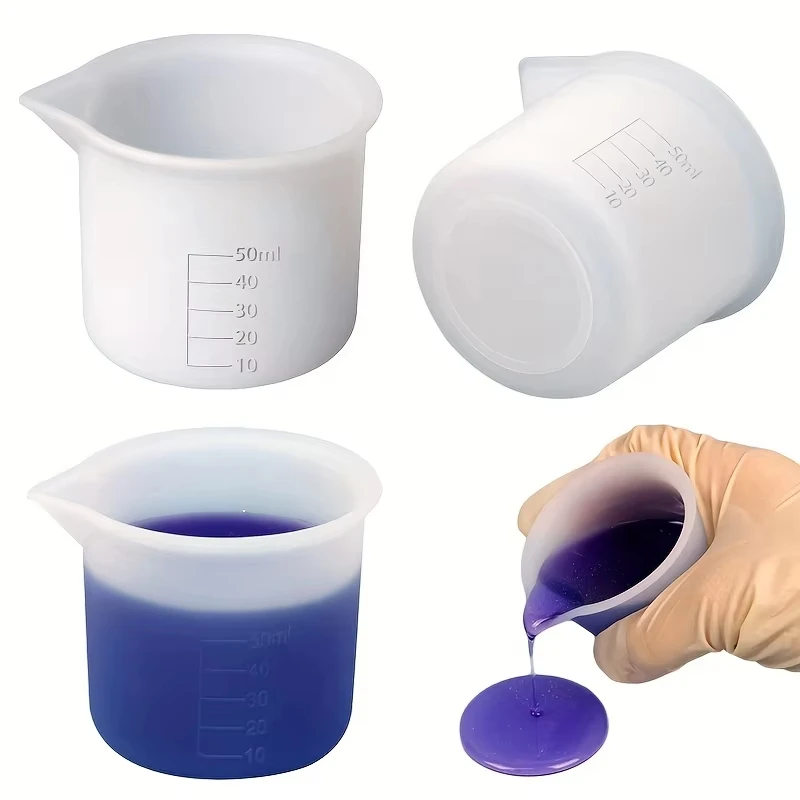 5 Piece Set 50ml Silicone Measuring Cup Tool Round Silicone Mold Transparent Epoxy Split Cup For DIY Jewelry Crafts Ornaments