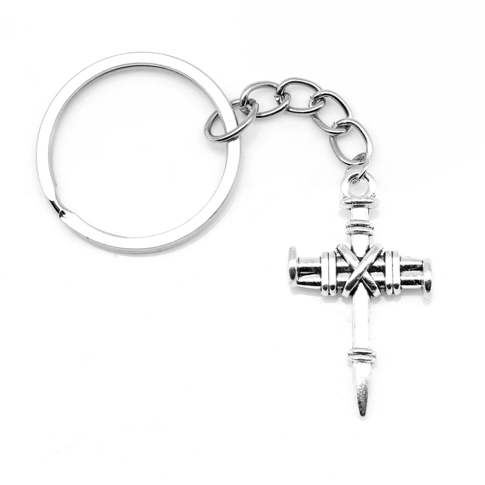 1 Piece Crosses Key Ring Chain Jewelri For Woman 25x35mm