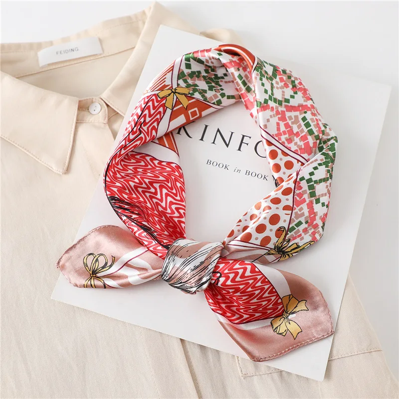 High quality Printed Silk Scarf Luxury Brand Women 60*60cm Square Scarves Spring Summer Fashion Hijab Bandana Headscarf Tie Bag